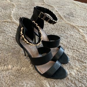 Aldo Black Strappy Cuff Stiletto Heels